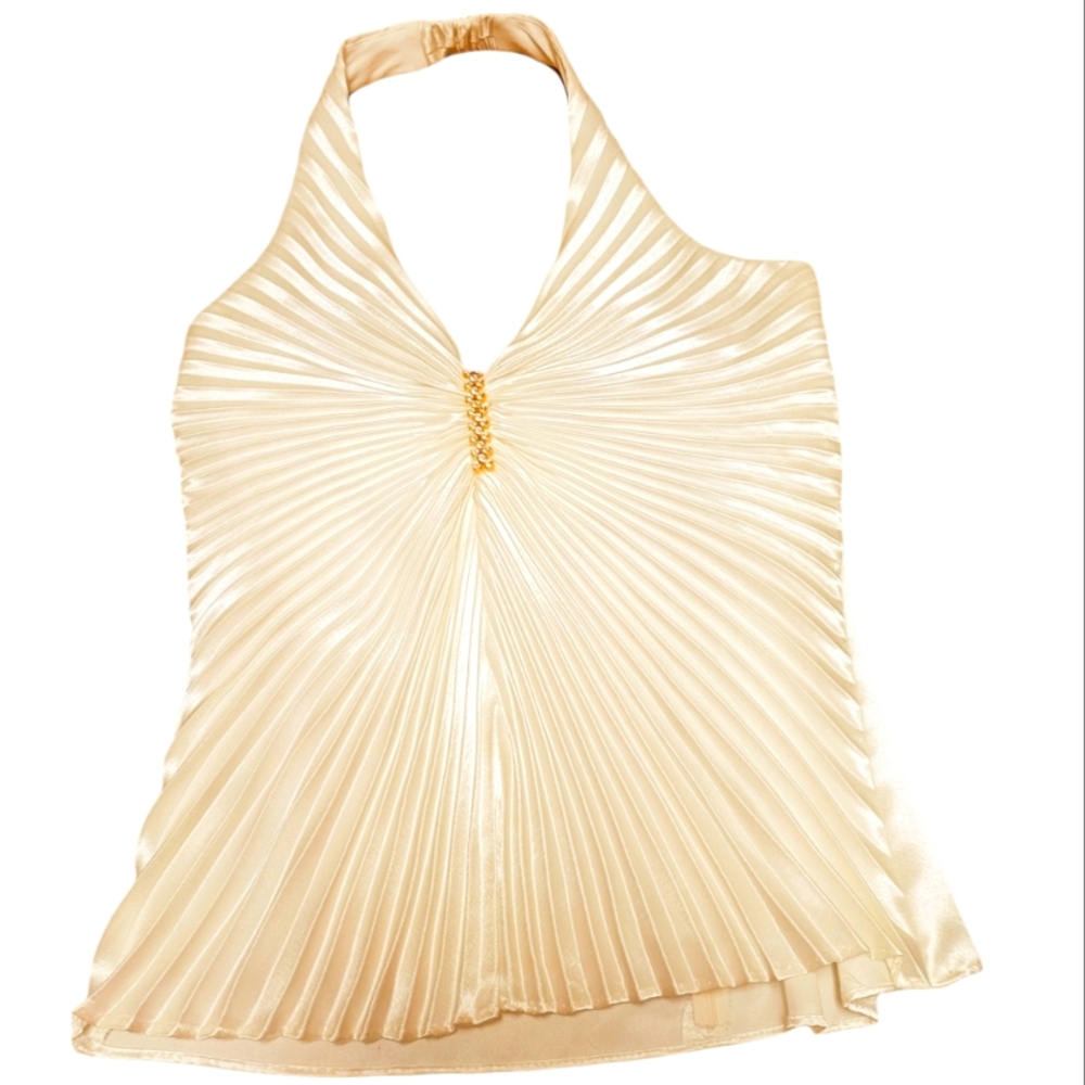 ONYX NITE Women's Formal Ivory Halter Top - Picture 1 of 9